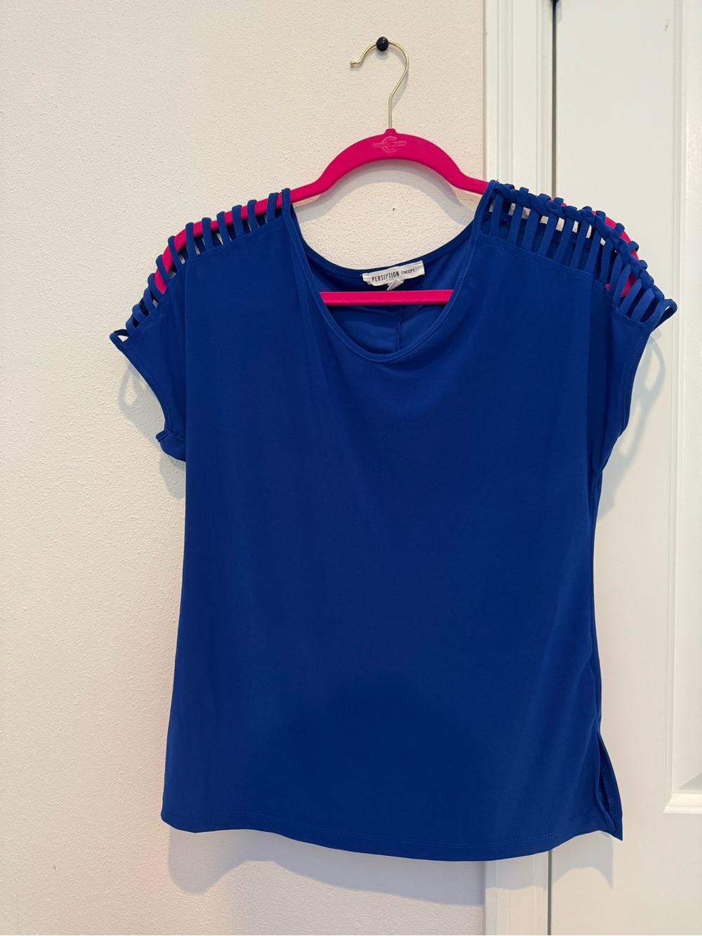 Cobalt Blue Caged Shoulder Top Small - Picture 2 of 6